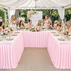 4 Panels Pink Desk Skirt for Teacher Desk 6ft Table Skirts for Rectangle Tables 6ft Spandex Curtain Table Skirt for Classroom Ruffle Fabric Tablecloth for Party Wedding Baby Shower Decorations - Image 6