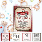Amanda Creation Custom Baby Shower Invites Red Truck Baby Shower Invitation 20 5x7 Custom Personalized Invites With Envelopes - Image 2