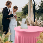 Fitted Pink Spandex Table Skirts for Wedding Party,60 Inch Round,6 Pack - Image 3