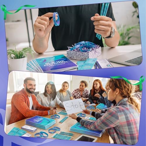Resurhang 200 Pcs Suicide Prevention Awareness Item Bulk, Teal Purple Gifts - Image 5