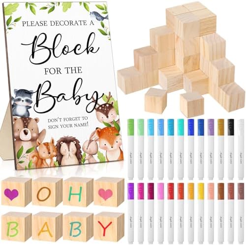 Tatuo 75 Pcs Baby Shower Party Block Games Sign to Decorate,Woodland by Tatuo