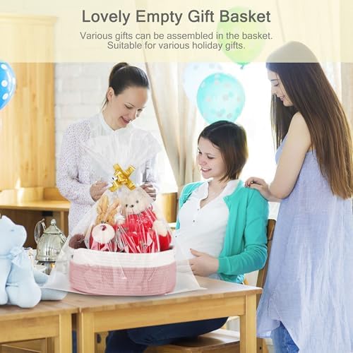 2 Pack Small Woven Basket with Gift Bags and Ribbons, Empty Baby Gift Baskets for Kids Women Men, Shelf Storage, Small Cat Dog Pet Toy Boxes, 13”x 9”x 5.5” - Image 7
