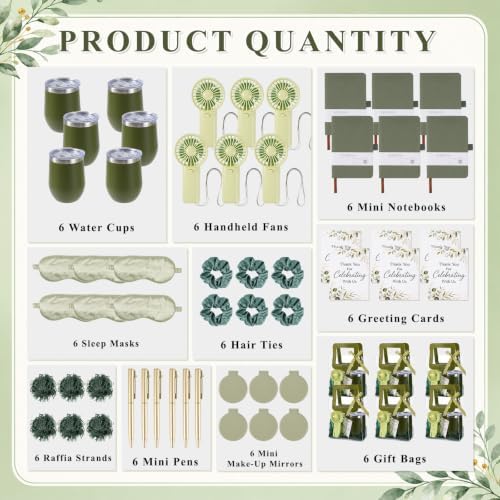 60 Pcs Baby Shower Gifts for Guest, 6 Set Handheld Fan Baby Shower Game Prizes with Notebooks, Pen, Eye Mask, Cup, Mirrors, Hair Brush Gift Bag, Wedding Bridal Shower Game Gifts for Winners - Image 3