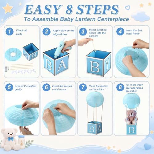 Amyhill 4 Sets Baby Shower Hot Air Balloon Tables Centerpieces with Lights - Image 4