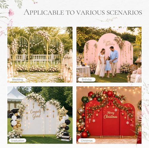 3 Pack Arch Backdrop Stand (4FT/5FT/6FT), Metal Arch Frame Stand with Cover - Image 5
