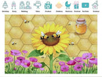 20x10ft Fabric Sunflower Honeycomb Bee Backdrop Poppy Honey Jar Background for Bee Garden Party Baby Shower Decorations Photo Shoot Studio Props - Image 3