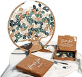 Tree Wedding Guest Book Alternative, Unique Drop Box Frame with Wooden Leaves, Rustic Wedding Decoration, Personalized Guestbook Set with Markers Stand for Reception Anniversary (Round, Mix Green Tr) by Handmade