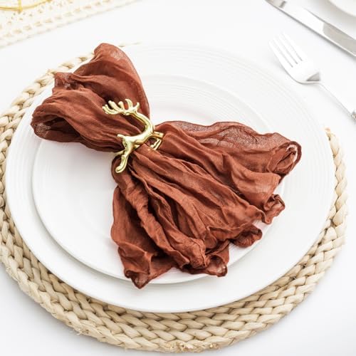 100 Pack Terracotta Cheesecloth Napkins 21x21 Inches Terracotta Cloth Napkins Washable Set of 100 Dinner Table Napkins for Wedding Bridal Baby Shower Rustic Boho Cotton Gauze Summer Party Table Decor - Image 2