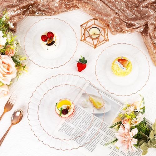YOUBET 60PCS Rose Gold Plastic Plates for Party Wedding Baby Shower - Image 4