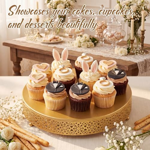 Wenqik 5 Pcs Metal Gold Cake Stand,16/14/12/10/8 in Round Cake Holder - Image 6