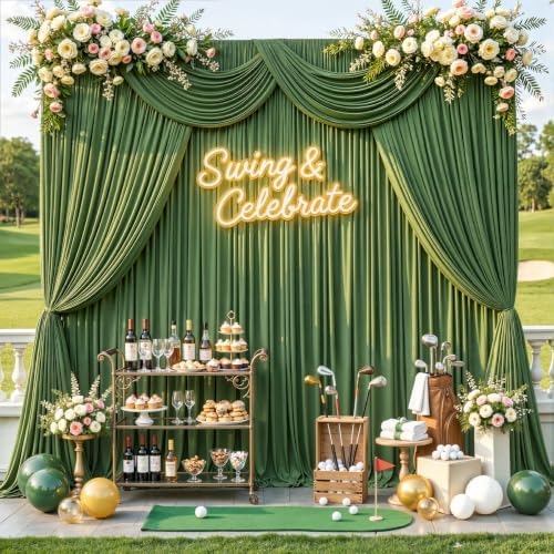 10 x 10ft Forest Green Backdrop Curtains, Green Wrinkle Free Draping Fabric Wedding Birthday Baby Bridal Shower Graduation Party Drapes for Backdrop Photography Photo Booth Background Decoration - Image 6