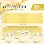 30 Pack Cheesecloth Table Runner 10FT Light Yellow Table Runner Boho Gauze Cheese Cloth Table Runners Long Rustic Sheer Table Decorations for Wedding Party Baby Bridal Shower Birthday Holiday Home - Image 2