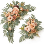 Muhanjia Wedding Sign Faux Flower Swag (Pack of 2) for Ceremony Party Reception Entrance Floral Decor Wall Easel Stand for Wedding Poster Welcome Sign (Terracotta) by Muhanjia
