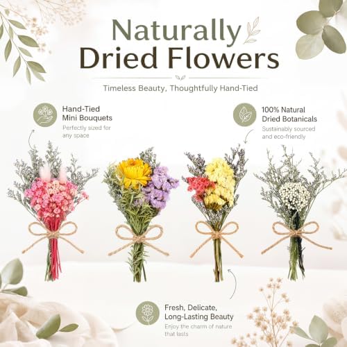 Kolldenn 24 Pack Rustic Gift Bags with Dried Flowers Bridal Shower - Image 2