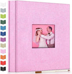 Artfeel Photo Album Self Adhesive Scrapbook Album for 3x5 4x6 5x7 8x10 Pictures,60 Pages Linen Cover with Display Window DIY Photo Book,Ideal Gifts for Family Travel Wedding Baby by Artfeel