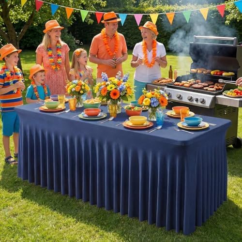 4Pack Spandex Tablecloth for 6FT Rectangle Table,Table Skirt - Image 4