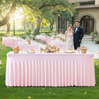 Besutolife 6ft Pink Tablecloth for Rectangle Table Spandex Tutu Table Skirt for Parties Wedding Baby Shower - Image 4