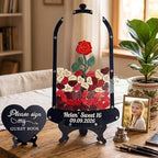 Sweet 16 Quinceañera Guest Book Alternative Red Rose Glass Dome Drop Box - Image 2