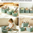 Boucle Nursery Storage Baskets Set of 3, Decorative Nesting Fabric Bins for Shelves, Changing Tables, Dressers and Closets, Baby Toys, Diapers, Clothes, Books, Blankets, Sage Green - Image 7