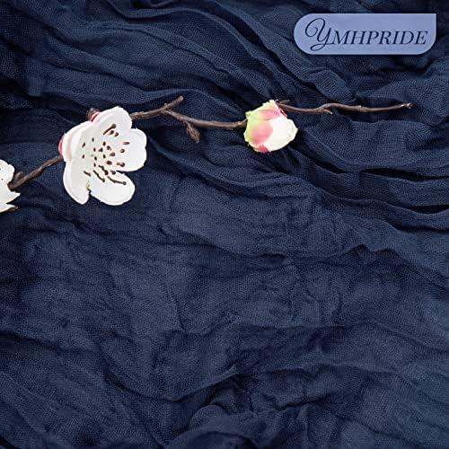 YMHPRIDE 12 Pack Cheesecloth Table Runner 35x120in Navy Blue Table Runner - Image 3