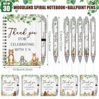 Skyygemm 60pcs/30 Set Woodland Animal Baby Shower Gifts bulk for Guests Includes Woodland Animal Small Spiral Notebook Bulk Forest Retractable Ballpoint Pen for Baby Shower Gender Reveal Guest - Image 3