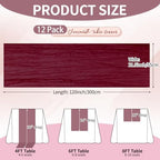 12 Pcs Burgundy Christmas Cheesecloth Table Runner 10Ft, Gauze Table Runners 21.5 x 120 inch,Semi Sheer Cheese Cloth Fabric Runner Bulk for Wedding,Party,Baby Shower,Bridal Shower - Image 3