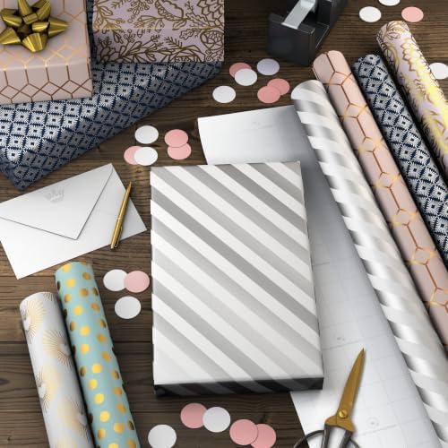 Hallmark Wrapping Paper Rolls, 6 Rolls (Hearts, Dots, Flowers, Stripes) - Image 2