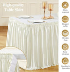 21ft Ivory Satin Table Skirt for Rectangle & Round Table Teacher Desk Skirt - Image 5
