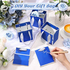 Yeaqee 50 Pcs Mini Paper Gift Bags with Handles Tag, Royal Blue, Silver - Image 4