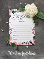 Pack of 30, You're Invited Invitations with Envelopes, Blush Floral Invites for Your Wedding, Bridal Shower, Baby Shower, Birthday Invites Fill-in Style 5 X 7 Inches - Image 4