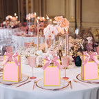 AmazingSpark 50 Pcs Pink Gold Mini Gift Bags Bulk 6.3 x 3.9 x 2.8 Inch Party Favors Elegant Small Gift Bags with Handles and Ribbon Bows for Wedding Birthday Bridal Baby Shower Party Favors - Image 4
