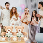 6 Set Teddy Bear Baby Shower Centerpieces with Mason Jar, Brown - Image 6