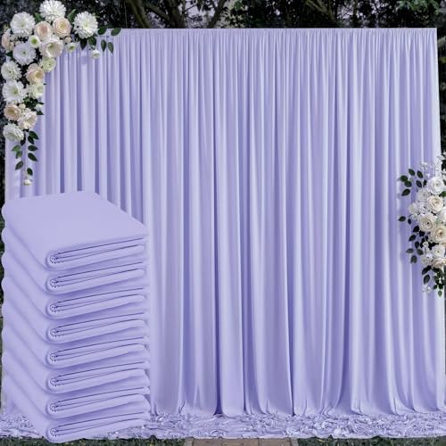 40 ft x 10 ft Wrinkle Free Lavender Backdrop Curtain for Parties, Polyester Light Purple Photo Backdrop Drapes 8 Panels 5x10ft for Baby Shower Photoshoot Wedding Birthday Party Photography Curtains by Outpain