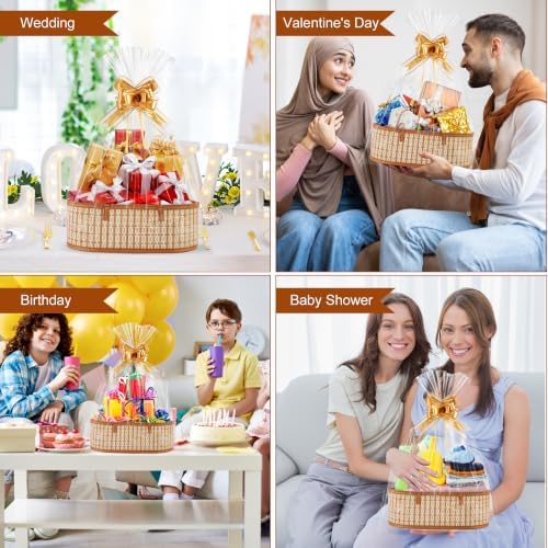 3 Set Baskets for Gifts Empty, Large Woven Bamboo Gift Basket with Handle - Image 7