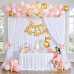 50x12ft White Backdrop Curtain for Wedding Parties, 10 Panels (5x12 ft Each) Wrinkle-Free Dackdrop Curtains, Silky Draping Fabric for Birthday Party, Baby Shower, Photo Background - Image 5