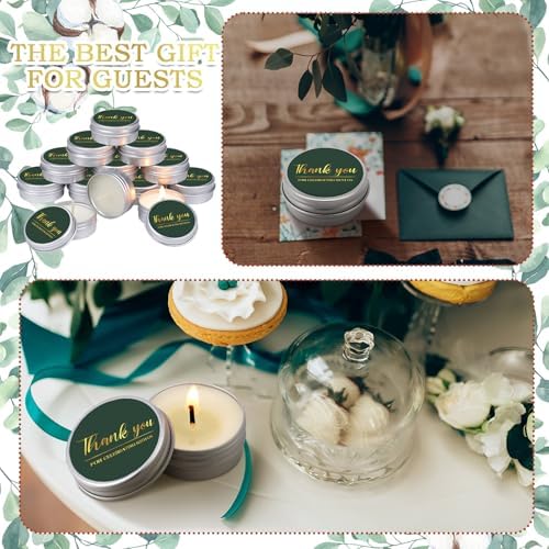 MTLEE 50 Pcs Emerald Green Thank You Candles Baby Shower Wedding Favors - Image 4