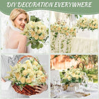 Zeyune 8 Pcs 13.4 Inch Artificial Flowers Bouquet,Peony,Champagne - Image 3