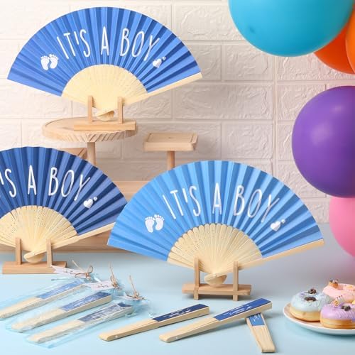 Threehoney 25 Sets Shower Party Favor for Guests Gift Fans, Blue - Image 5
