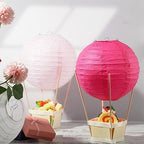 Namalu 24 Set Hot Air Balloon Table Centerpieces Baby Shower Party Decoration Paper Lanterns with Wooden Basket Sticks for Summer Birthday School DIY Craft(Hot Pink) - Image 4