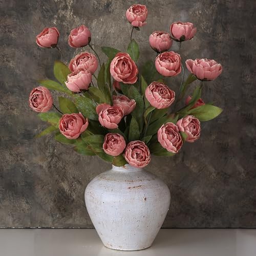 6 Pcs 27" Faux Silk Peony Artificial Flowers Stems for Vase (Dusty Pink) by VIERENA