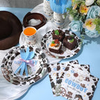 Ziliny 350 Pcs Western Cowboy Baby Shower Party Supplies a Cowboy Is on the Way Baby Shower Paper Plates Napkins Cups Disposable Western Party Tableware Plastic Cutlery Serves 50 Guest - Image 6