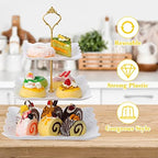 Sawysine 6 Pack 3 Tiered Serving Tray White Plastic Dessert Tower, Gold - Image 4