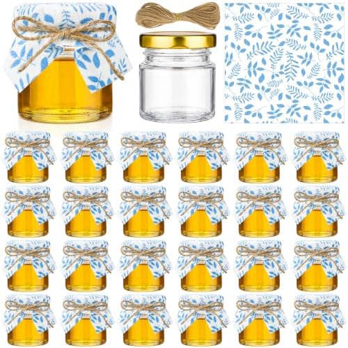 Funnymoom 24 Set Wedding Favor Jars, 1.7oz Mini Glass Jars with Lids,Blue by Funnymoom