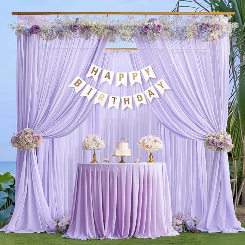 20ft x 10ft Lilac Backdrop Curtains, Wrinkle-Free Sheer Chiffon Fabric Photo Backdrop Drapes for Wedding Arch Party Ceremony Stage Photography Decorations - Image 4