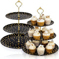 Thenshop 2 Pcs 3-tier Cupcake Stand Melamine 12" 10" 8" Serving Tray, Black by Thenshop