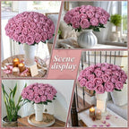 50 PCS Dusty Roses Artificial Flowers, Fake Roses with Stem Realistic Silk Roses for DIY Wedding Bouquets Tables Centerpieces Arrangements Baby Shower Birthday Home Decor Valentine's Day Gift for Her - Image 4