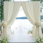 30ft×12ft Wrinkle Free Ivory Backdrop Curtain for Wedding Parties, 6 Panels 5×12ft Long Soft Silky Polyester Backdrop Drapes Cream Photo Back Drop Curtains for Party Photography Background Cloth - Image 2