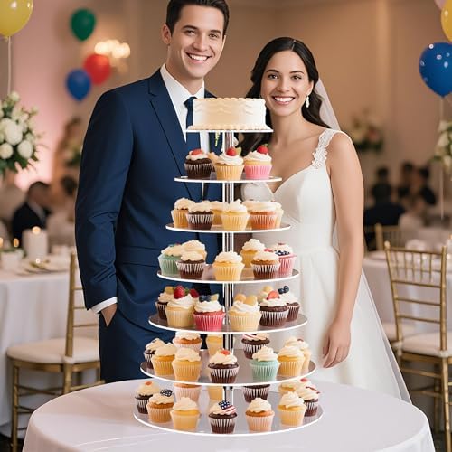 weddingwish 7 Tier Cupcake Stand Tiered Round Cupcake Tower for 68 Cupcakes - Image 5