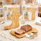 50 Pcs Western Party Decoration Gifts Baby Shower Prizes for Game Winners Sets of 6 Boot Cheese Board with Forks Gift Bag Cowgirl Cowboy Birthday Favors for Guests Boots or Bows Gender Reveal Supplies - Image 2
