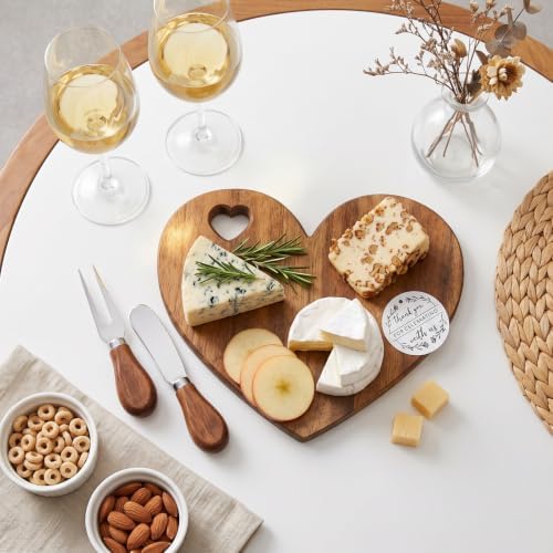 Patelai 36 Set Bridal Shower Game Prize Heart Cheese Board, Acacia Color - Image 3